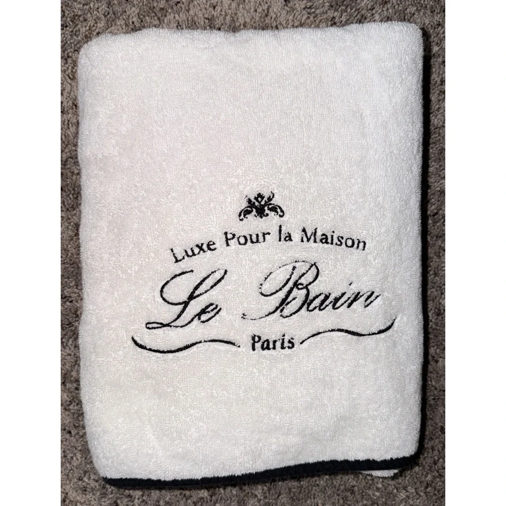Le Bain By Kassatex Bath Towel Hand Towel White Black Egyptian Cotton 50